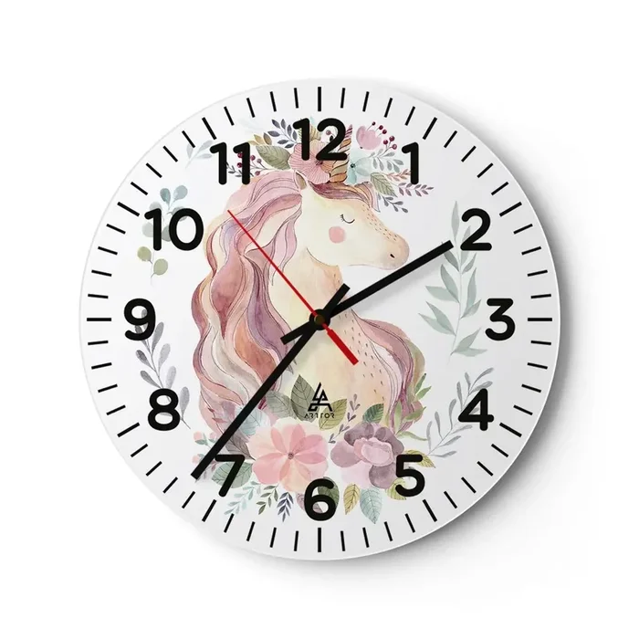 Reloj de pared – Reloj de vidrio – Una invitación al mundo de los cuentos de hadas – 30×30 cm