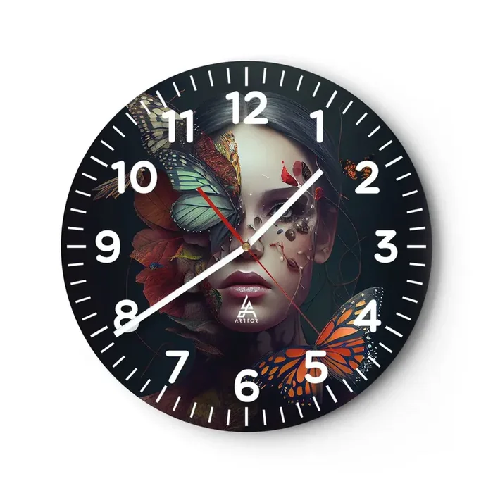 Reloj de pared – Reloj de vidrio – Una metamorfosis maravillosa – 40×40 cm
