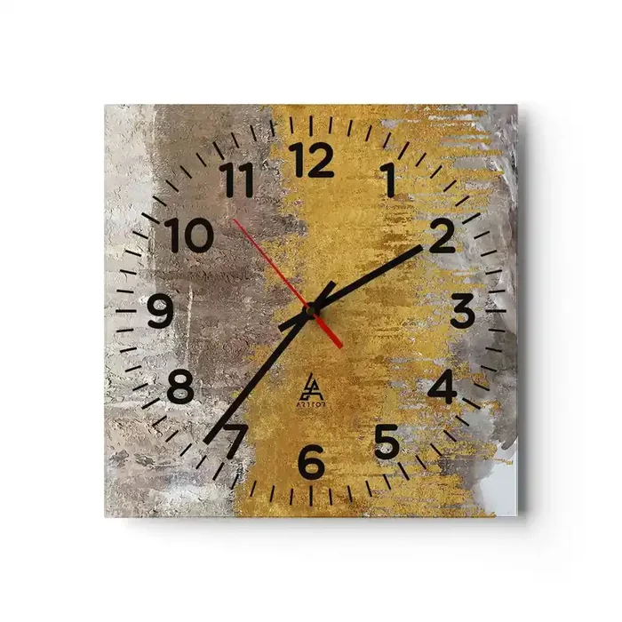 Reloj de pared – Reloj de vidrio – Una ráfaga dorada – 30×30 cm