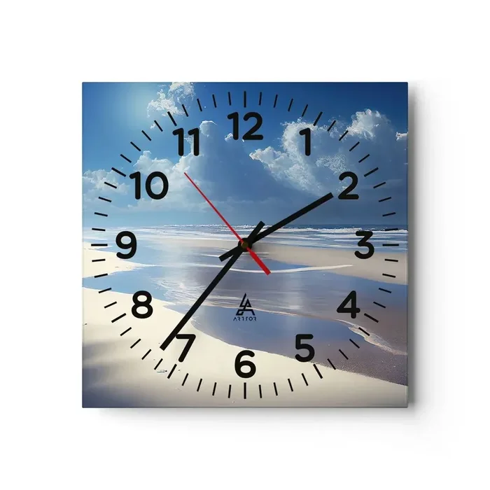 Reloj de pared – Reloj de vidrio – Vacaciones en el paraíso – 40×40 cm