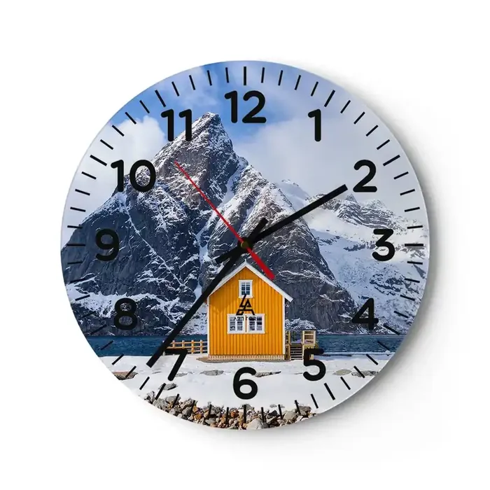 Reloj de pared – Reloj de vidrio – Vacaciones escandinavas – 40×40 cm