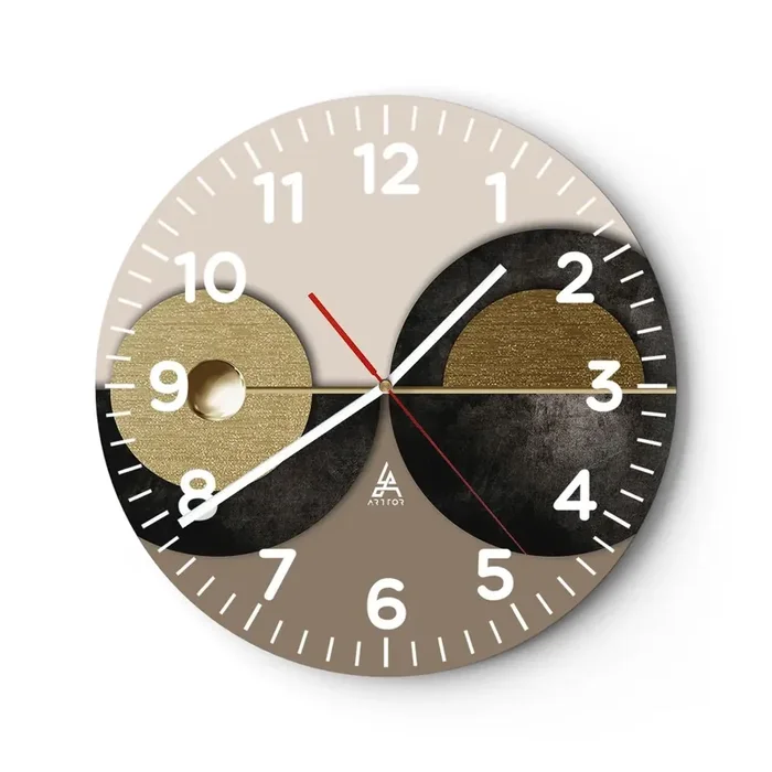 Reloj de pared – Reloj de vidrio – Variaciones en torno a un círculo – 40×40 cm