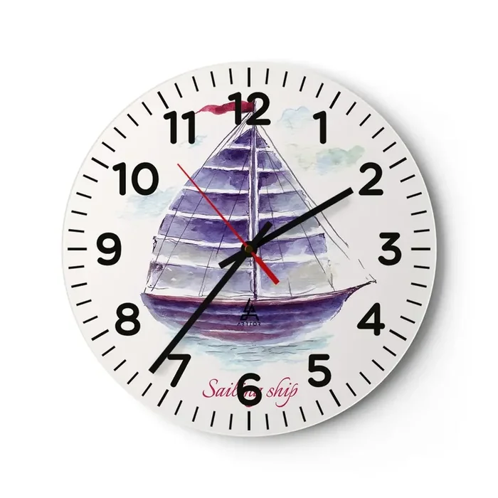 Reloj de pared – Reloj de vidrio – Velas izadas y aguas tranquilas – 30×30 cm