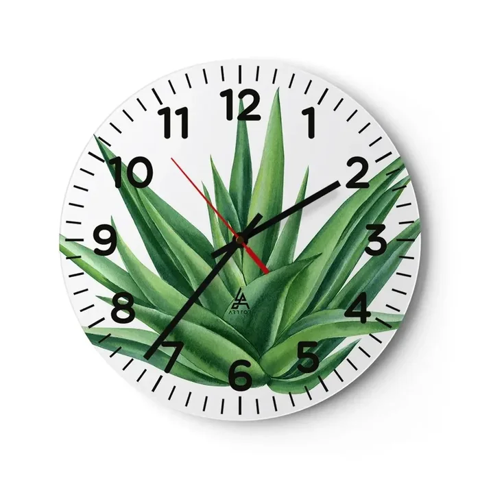 Reloj de pared – Reloj de vidrio – Verde – fuerza – vida – 40×40 cm