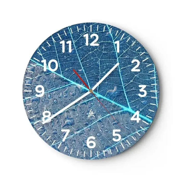 Reloj de pared – Reloj de vidrio – Vida en el azul – 40×40 cm