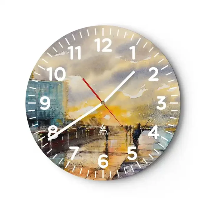 Reloj de pared – Reloj de vidrio – Vida en la orilla – 30×30 cm