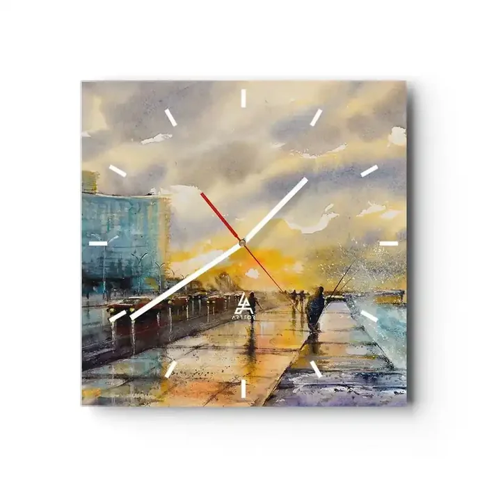 Reloj de pared – Reloj de vidrio – Vida en la orilla – 40×40 cm