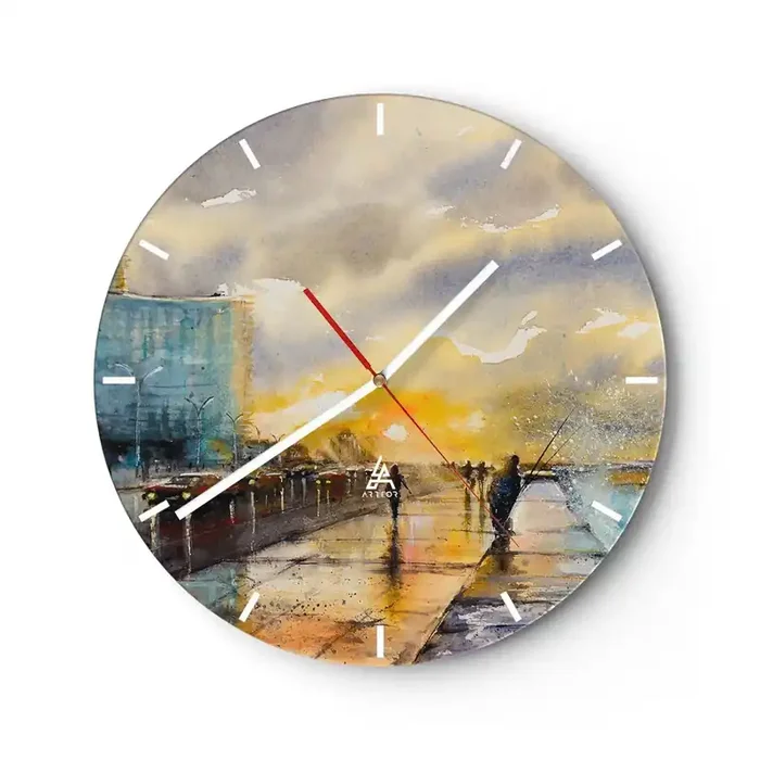 Reloj de pared – Reloj de vidrio – Vida en la orilla – 40×40 cm