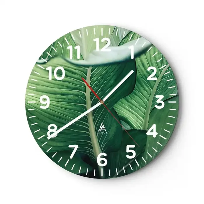 Reloj de pared – Reloj de vidrio – Vida intensamente verde – 40×40 cm