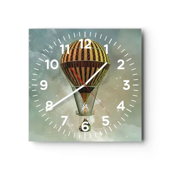 Reloj de pared – Reloj de vidrio – Vuelos pioneros – 30×30 cm