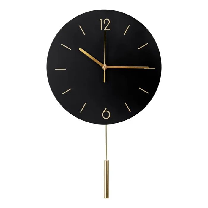 Reloj de pared con péndulo diá. 30 cm 1xAA negro/dorado