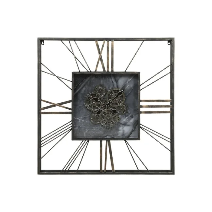 Reloj de Pared Home ESPRIT Negro Dorado Metal Cristal 80 x 8 x 80 cm