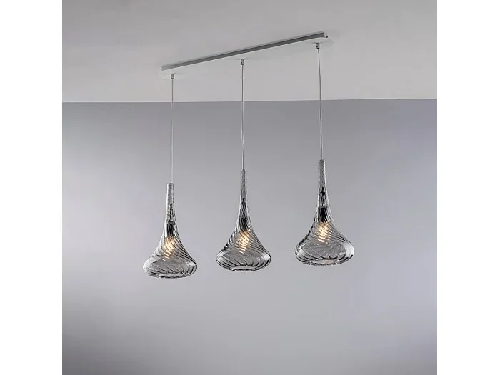 Riel de hierro Nemesis con cristal pyrex gris 3 luces L.75 X 10 BL280-BIN3-GR