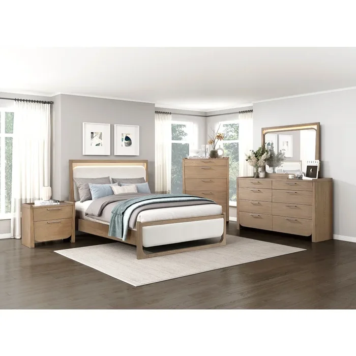Riley Light Brown Upholstered Bedroom Set
