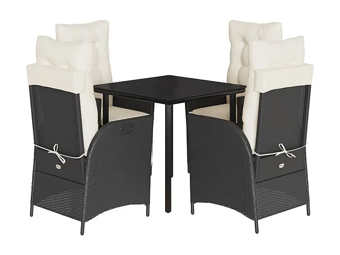 Rinaldo Set de muebles jardín 5 pzas con cojines ratán sintético negro