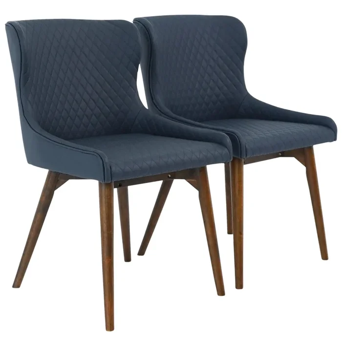 Robin Dining Chair Set of 2 – Navy Blue Vegan Leather