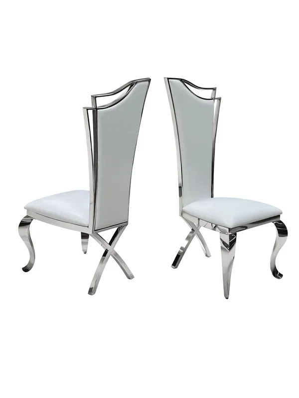Royal Elegance Silver/White Dining Chairs Set of 2