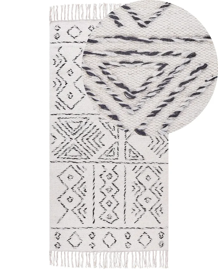 Rug ALKENT White 80 x 150 cm Wool