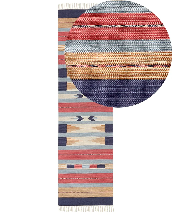 Rug GANDZAK Multicolour 80 x 300 cm Cotton Kilim