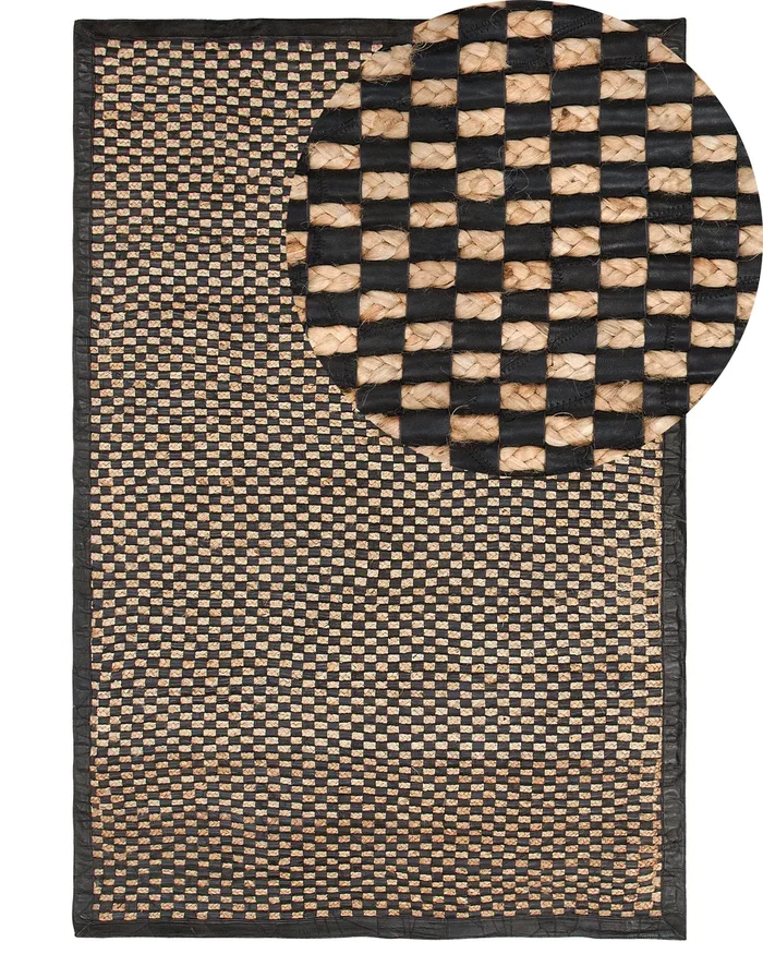 Rug GERCE Black 140 x 200 cm Leather