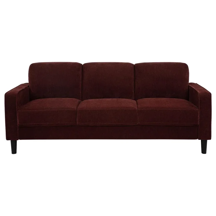 Ruth Rust Red 77-inch Fabric Upholstered Track Arm Sofa