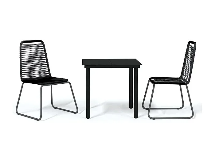 Rylir Juego de comedor para jardín 3 piezas negro