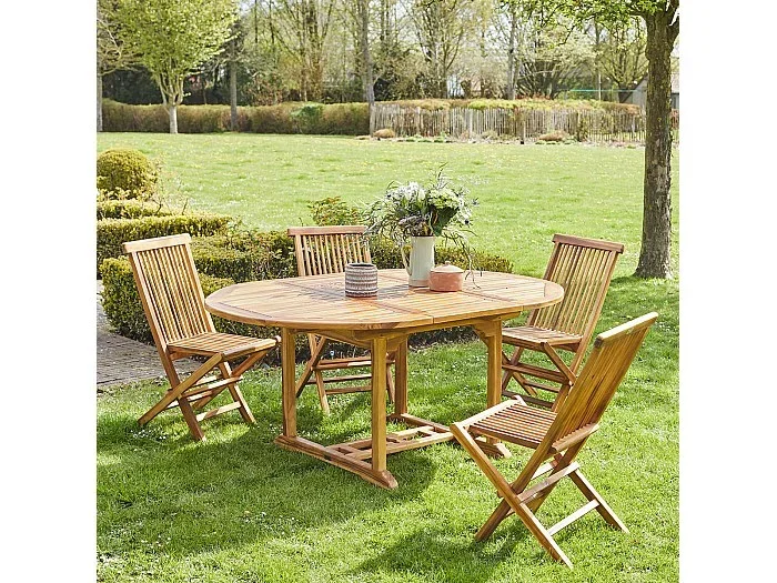 Salón de jardín de madera teca maciza aceitada 4/8 pers.