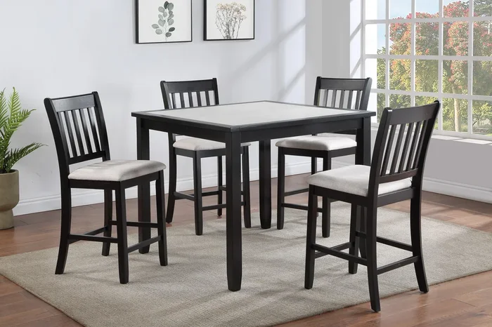 Salvador Black and White 5-Piece Counter Height Dining Set