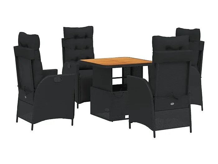 Sandviken Set de muebles jardín 5 pzas con cojines ratán sintético negro