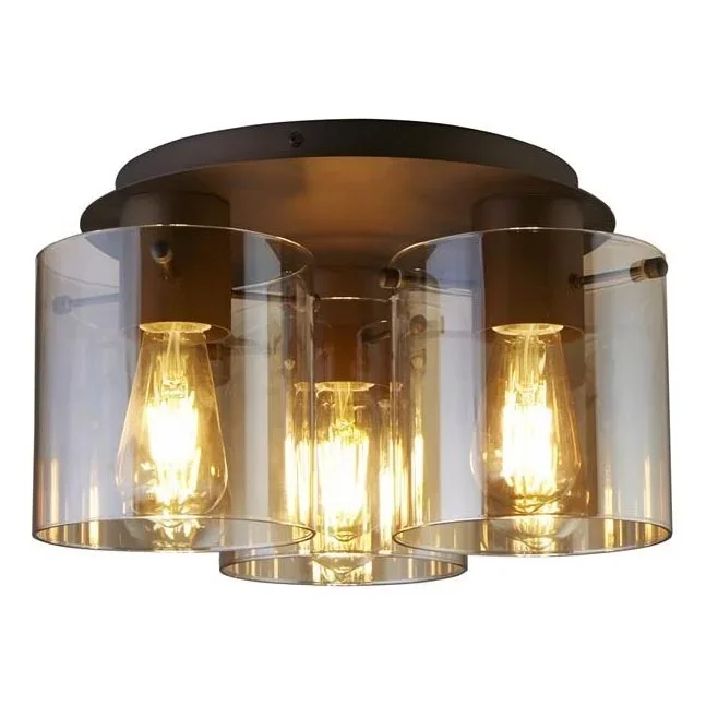 Searchlight – Lámpara de techo SWEDEN 3xE27/60W/230V Ø 39 cm marrón/ahumado