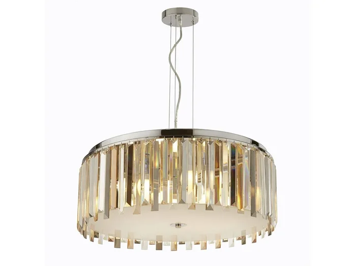 Searchlight Clarissa 5 ljus takhnge krom, kristallprisma droppar, E14