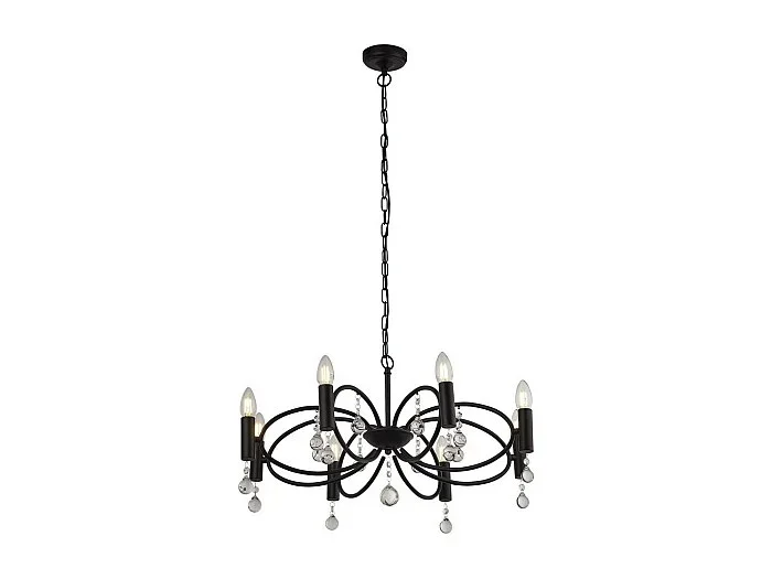 Searchlight INFINITY 8 Light Ceiling Pendel – Svart med Kristallglas detalj
