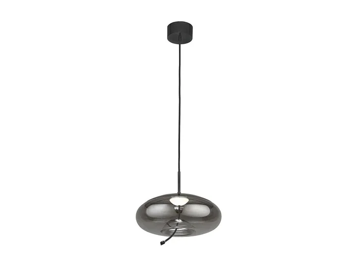 Searchlight Lisbon1 ljus LED-kupolhänge, svart och rökt glas 2700K