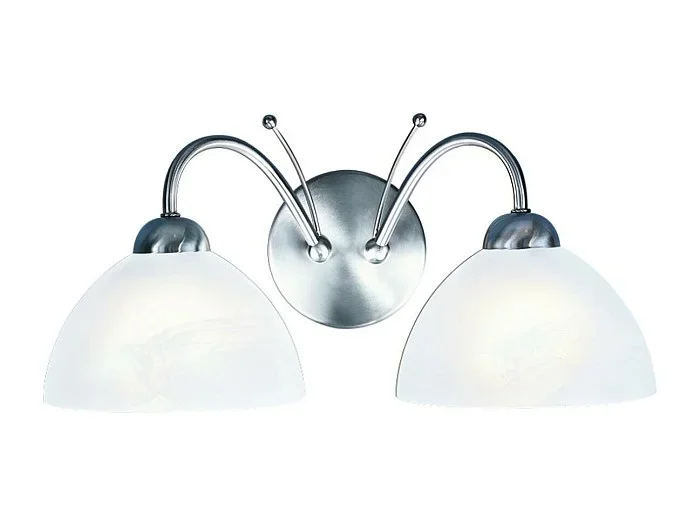 Searchlight Milanese 2 ljus inomhusglas vgglampa satin silver, E14