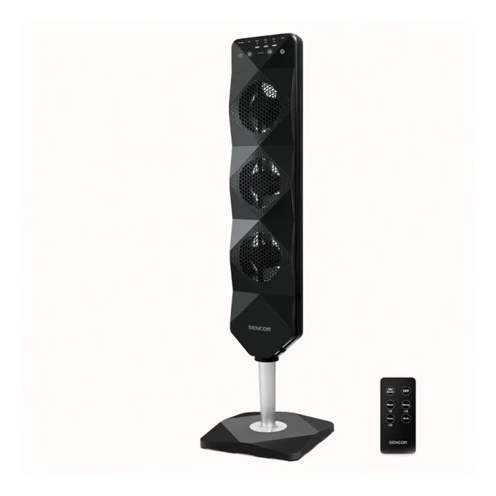Sencor – Ventilador de pie UltraThin 90W/230V negro + mando a distancia