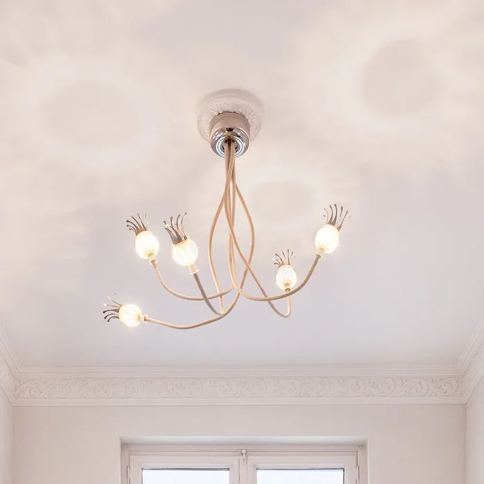 serien.lighting Poppy techo 5 luces beige/cerámica