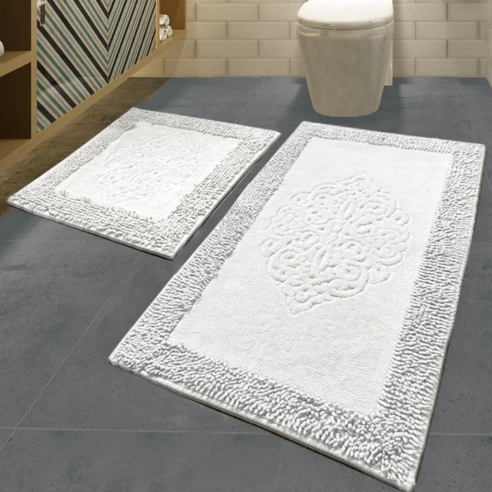 SET 2x Alfombra de baño PIANTE 60/100 cm blanco