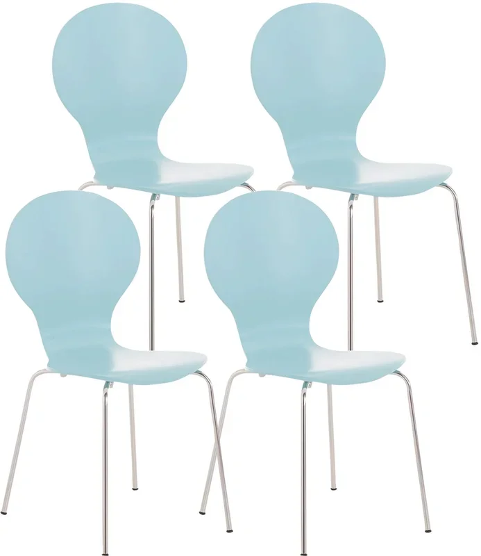 Set 4x Sillas de Visita Diego Apilable Madera Azul claro 45X43X86 cm