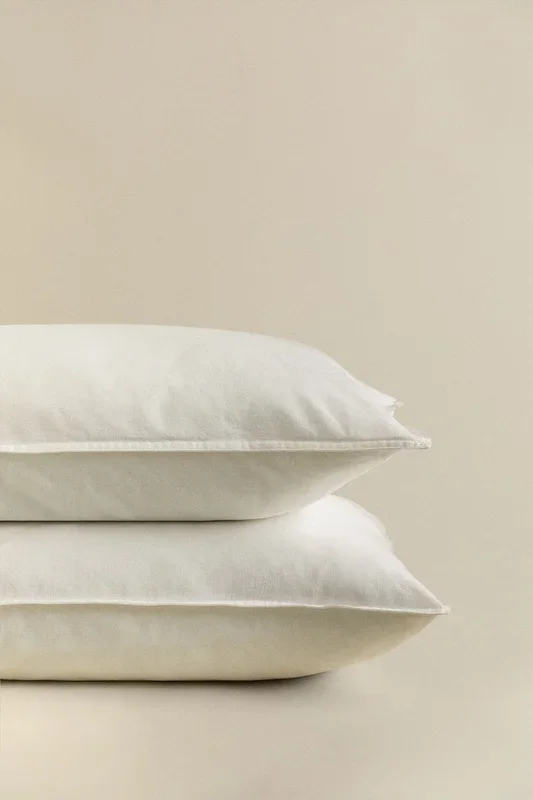 Set de 2 fundas de almohada en lino de 160g/m² Sorana 50 x 75 cm Blanco – SKLUM