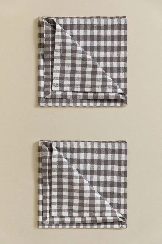 Set de 2 Servilletas en Algodón Hillary Gris Topo – SKLUM
