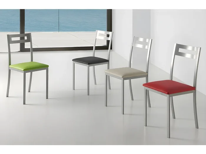 Set de 2 sillas de cocina – Polipiel Beige, 41x47x86 cm – PAMIS