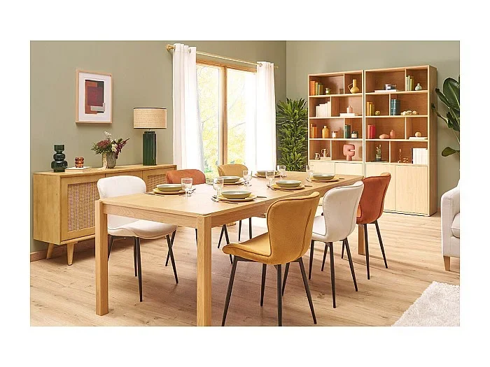 Set de 2 sillas de diseño de pana beige y metal negro ADDICT