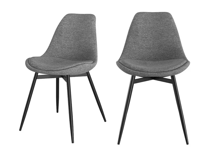 Set de 2 sillas de tejido gris oscuro con patas de metal – Filipi