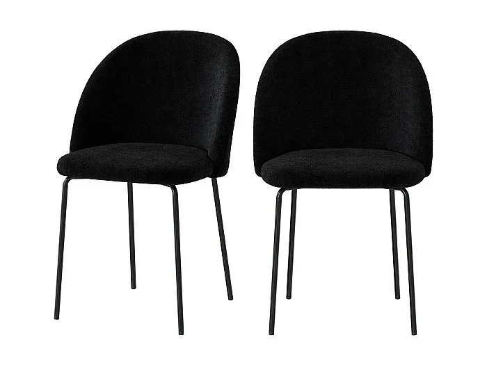 Set de 2 sillas en tejido bouclé negro – Karl