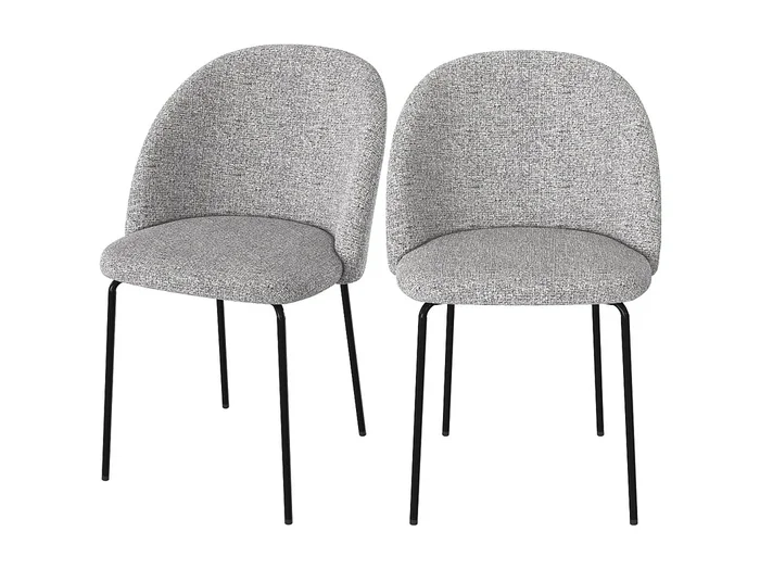 Set de 2 sillas en tejido gris claro moteado – Karl