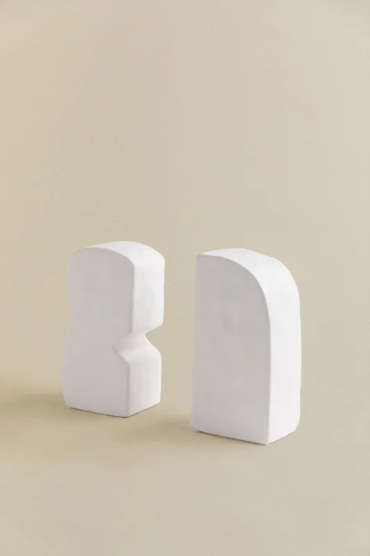 Set de 2 Sujetalibros en Cerámica Adler Blanco – SKLUM