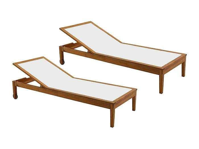 Set de 2 tumbonas blanco y madera maciza NAVEEN