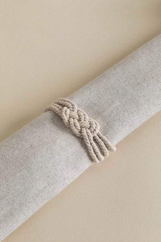 Set de 4 Servilleteros en Macramé Nagur Beige Lino – SKLUM