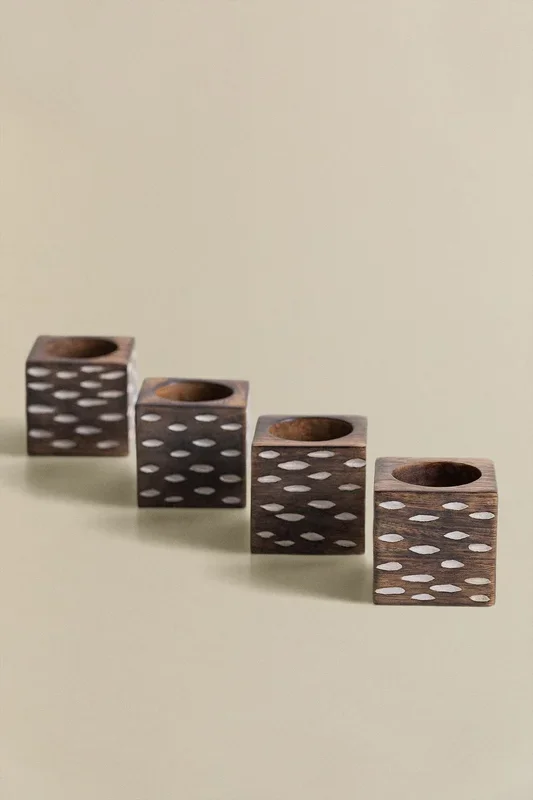 Set de 4 Servilleteros en Madera Elon Style Madera Reciclada – SKLUM
