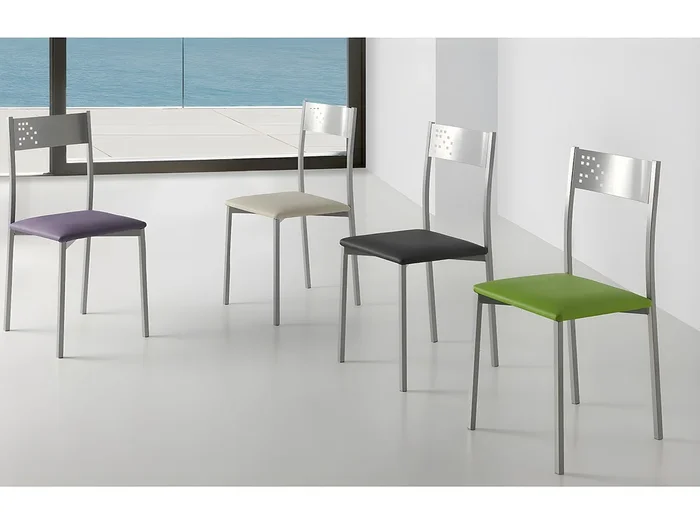 Set de 4 sillas de cocina – Polipiel Negro, 41x47x86 cm – TABARCA